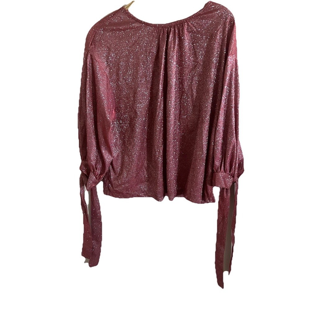FAVLUX Fashion Women's Red Sparkly 3/4 Blouse Sz M‎ Sparkly NYE Dress Up Classic